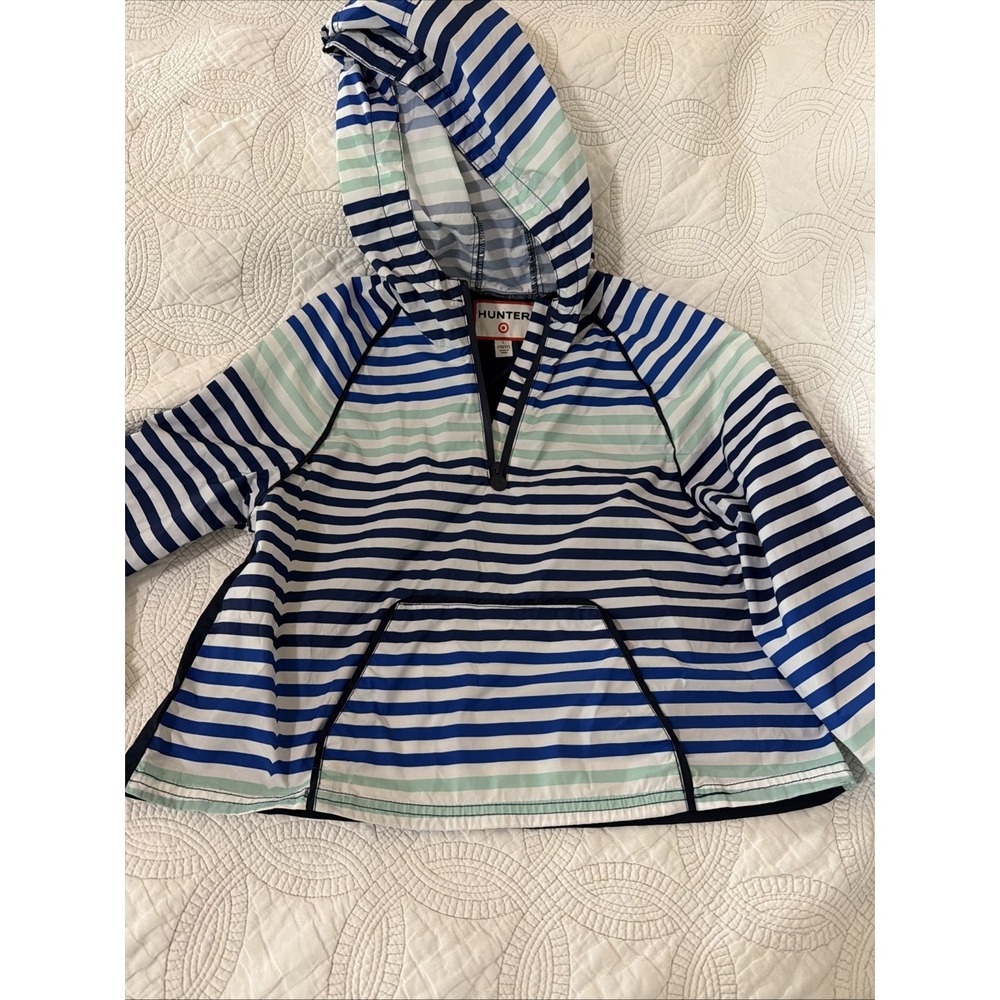 Hunter For Target Girls Pullover Windbreaker Jacket Blue/White Striped LG 10/12